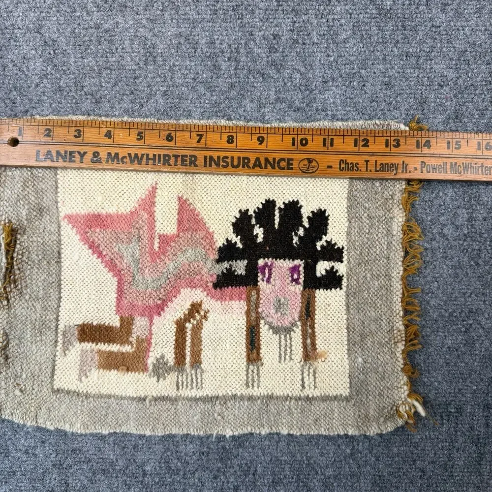 ANTIQUE NATIVE AMERICAN HAND MADE RUG/BLANKET ELEMENT KNEELING MAN FIGURE